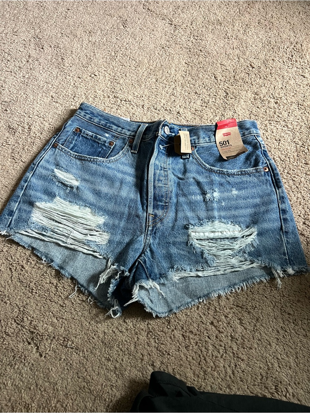 Levi's Light Blue Distressed Denim Jean Shorts